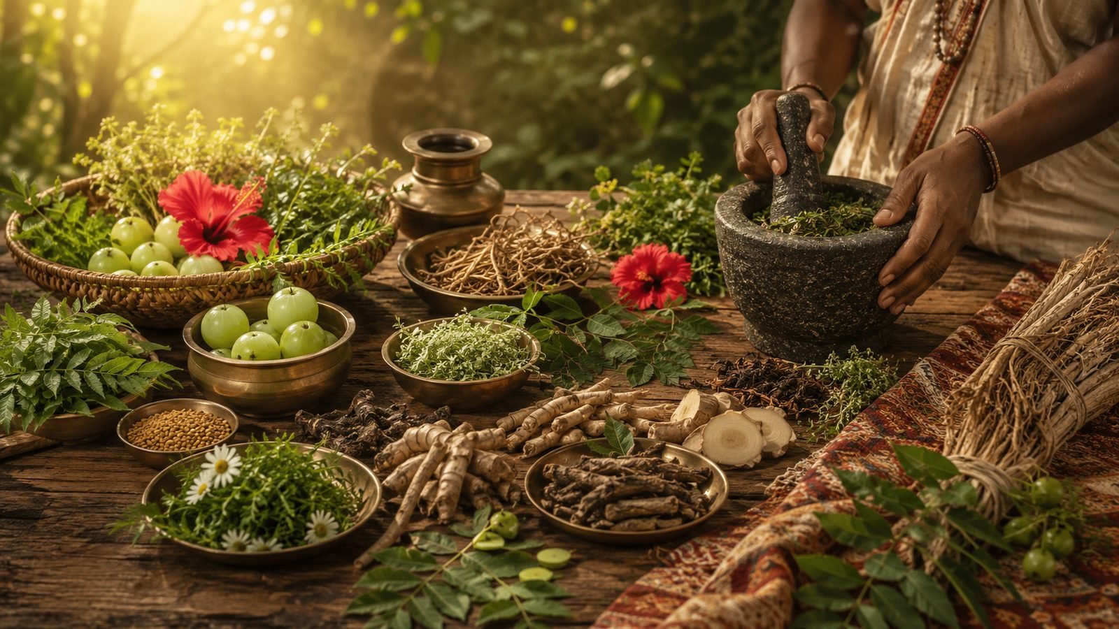 Foraged Ayurvedic herbs in The Indie Earth Adivasi Hair Oil