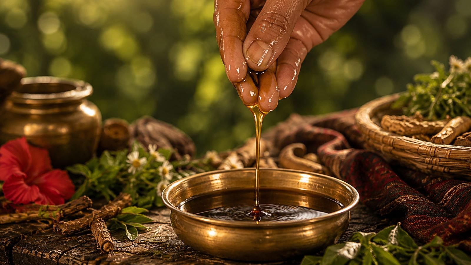 Rich herbal texture of The Indie Earth Adivasi Hair Oil