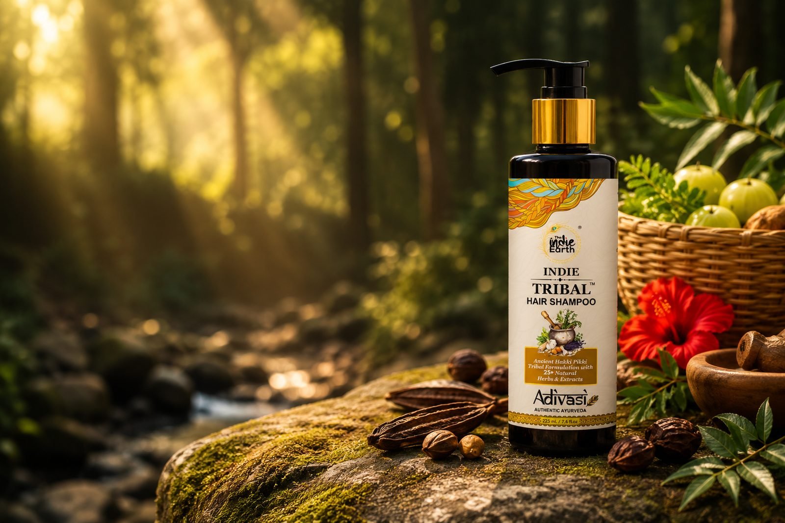 The Indie Earth Indie Tribal Adivasi Hair Shampoo 225ml with forest herbs