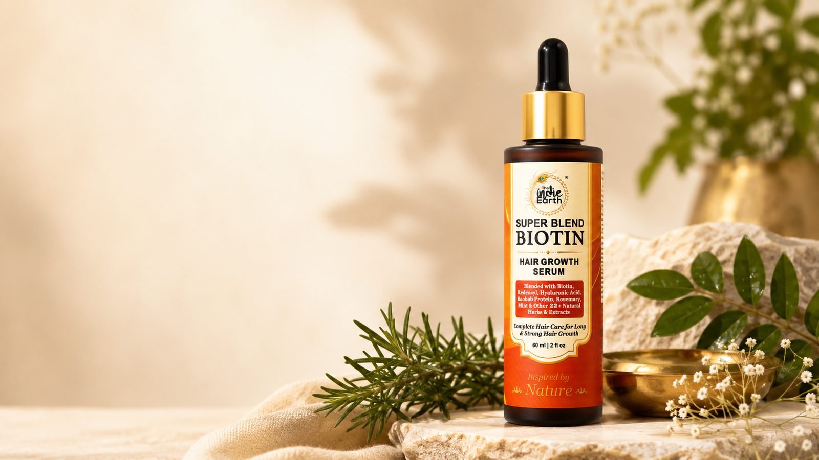 Redensyl, biotin and rosemary in The Indie Earth Biotin Hair Serum