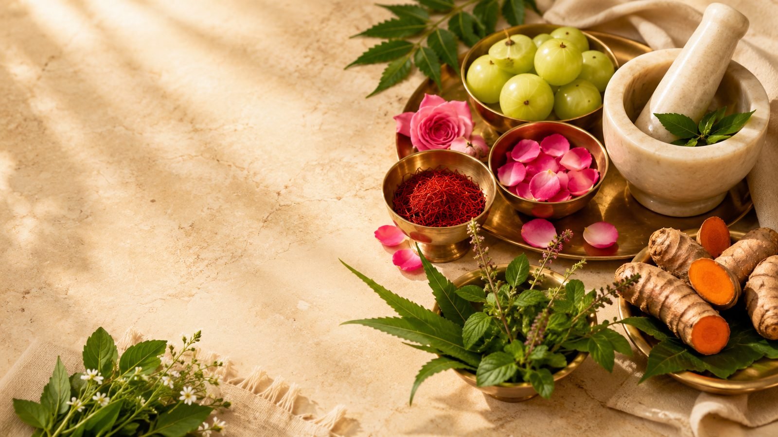 Ayurvedic botanicals amla, saffron and rosemary by The Indie Earth
