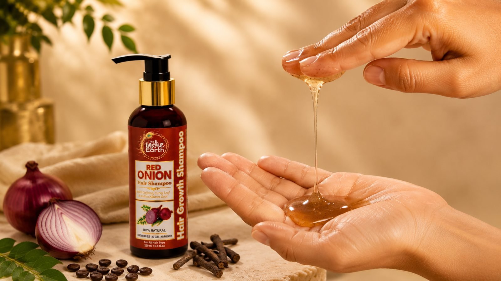 Gentle nourishing lather of The Indie Earth Red Onion Shampoo