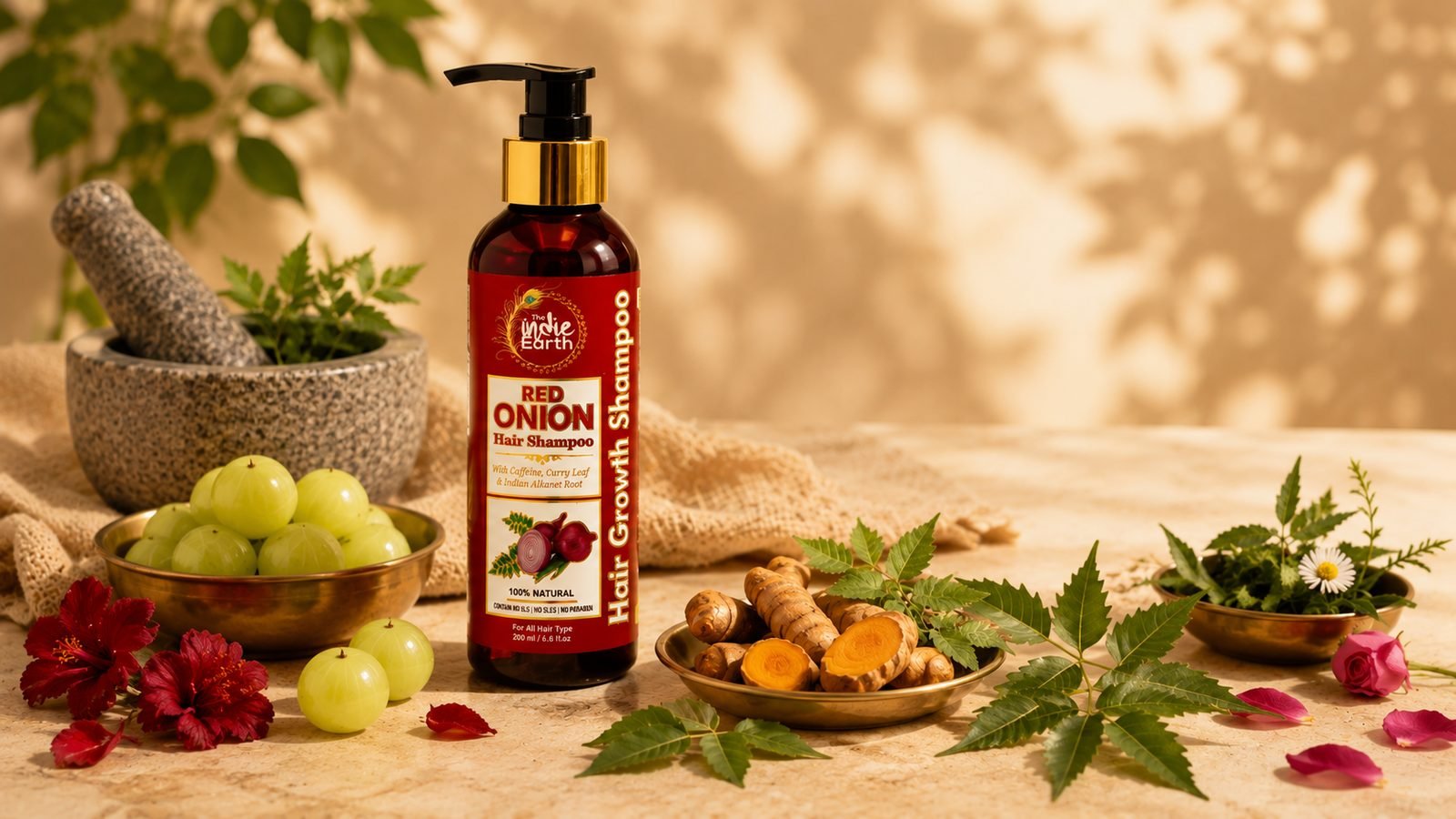 Ayurvedic botanicals amla, hibiscus and neem by The Indie Earth