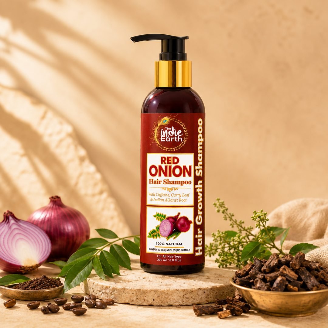 Red Onion Caffeine Hair Growth Shampoo 200ml - The Indie Earth