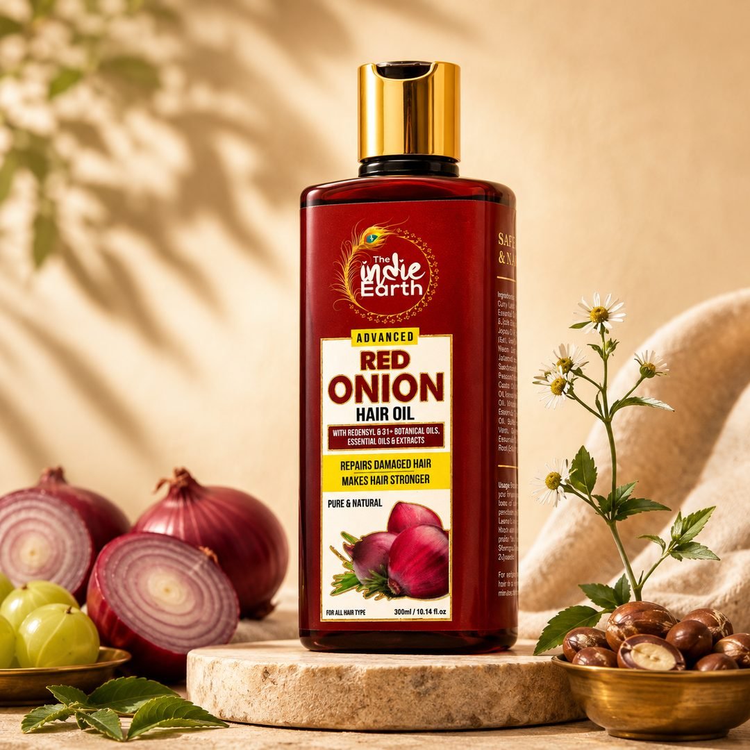 Red Onion Hair Oil for stronger roots and thicker-looking hair