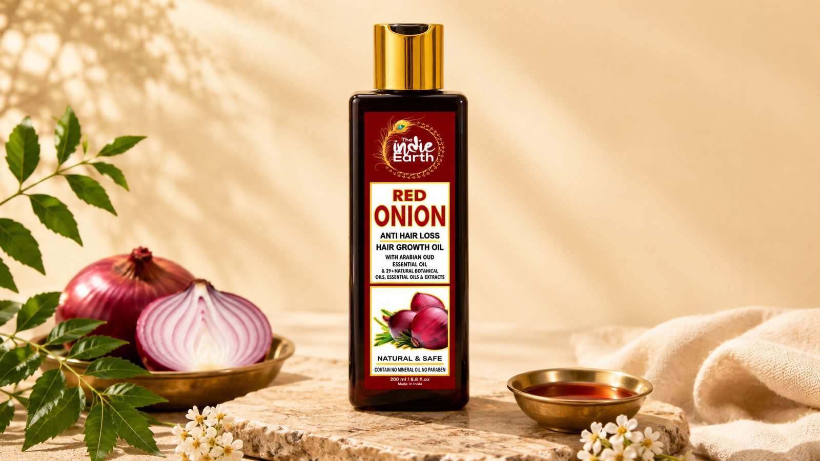 Ayurvedic botanicals behind The Indie Earth Red Onion Oil