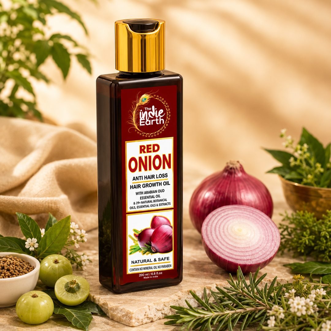 Red Onion Hair Oil for Hair Growth 200ml - The Indie Earth