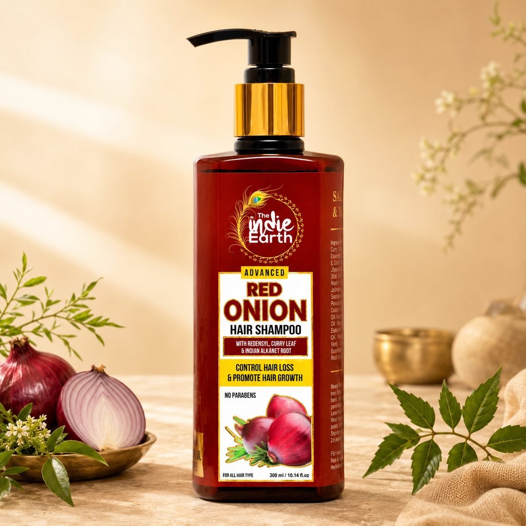The Indie Earth Advanced Red Onion Hair Shampoo bottle