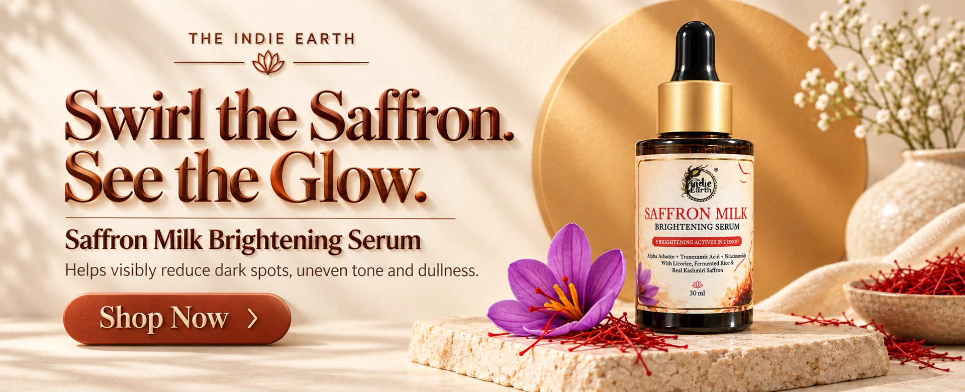 Saffron Milk Brightening Serum — Swirl the Saffron. See the Glow.